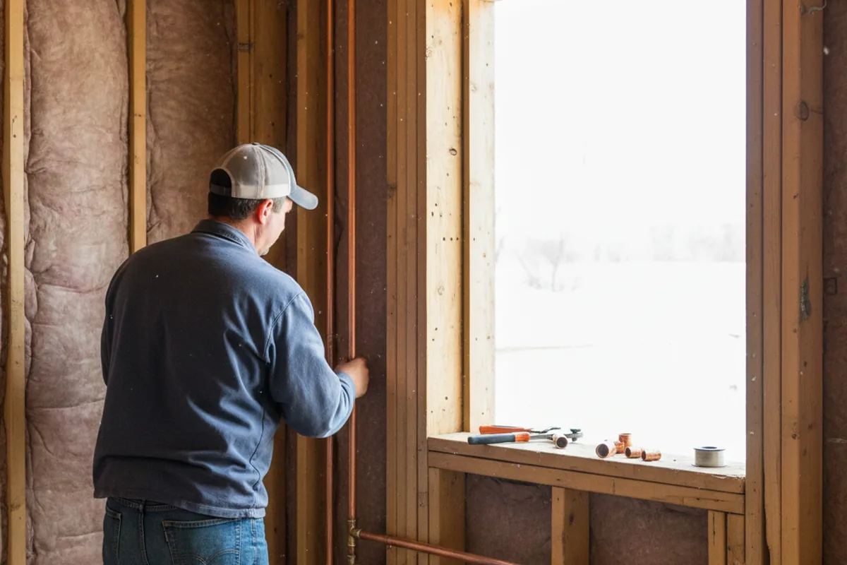 Licensed plumber running new copper supply lines in a Willoughby home