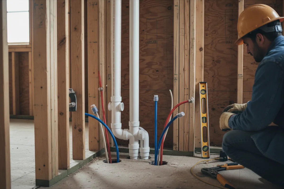 Drain and supply rough-in during Sump Pump Repair in Willoughby