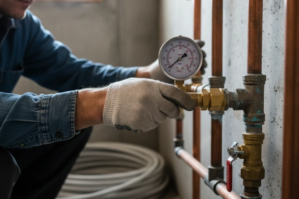 Pressure testing a repaired line during Water Line Repair in Willoughby